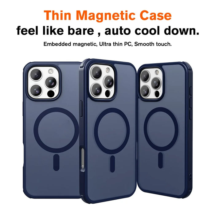 For iPhone 16 Pro Max Magnetic Case Compatible with MagSafe TPU+PC Phone Cover - Blue - 3