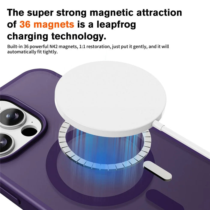 For iPhone 16 Pro Magnetic Case Compatible with MagSafe TPU+PC Phone Cover - Purple - 2