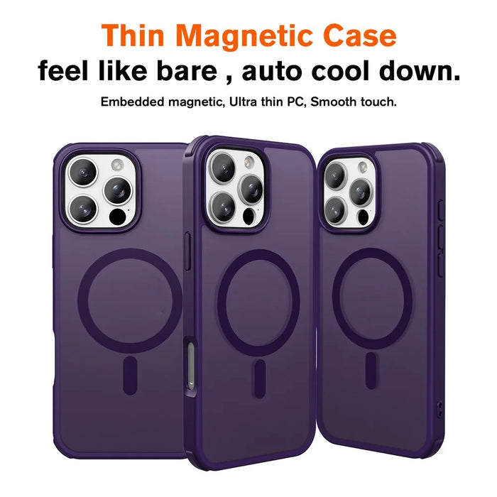 For iPhone 16 Pro Magnetic Case Compatible with MagSafe TPU+PC Phone Cover - Purple - 3