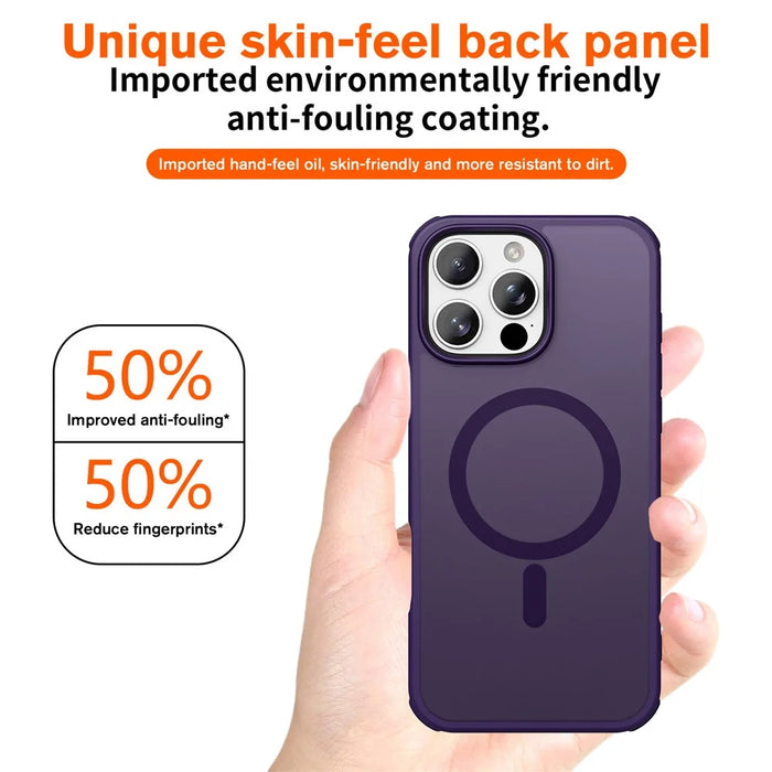 For iPhone 16 Pro Magnetic Case Compatible with MagSafe TPU+PC Phone Cover - Purple - 6