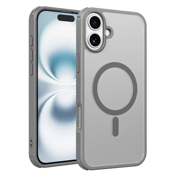 For iPhone 16 Plus Magnetic Case Compatible with MagSafe TPU+PC Phone Cover -  Grey - 1