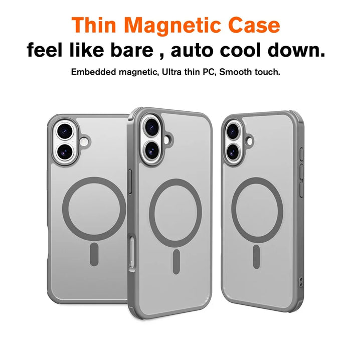 For iPhone 16 Plus Magnetic Case Compatible with MagSafe TPU+PC Phone Cover -  Grey - 2