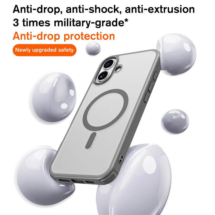 For iPhone 16 Plus Magnetic Case Compatible with MagSafe TPU+PC Phone Cover -  Grey - 7