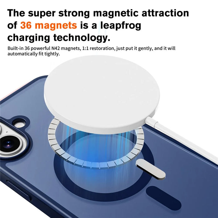 For iPhone 16 Magnetic Case Compatible with MagSafe TPU+PC Phone Cover - Blue - 2