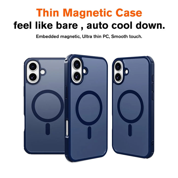 For iPhone 16 Magnetic Case Compatible with MagSafe TPU+PC Phone Cover - Blue - 3