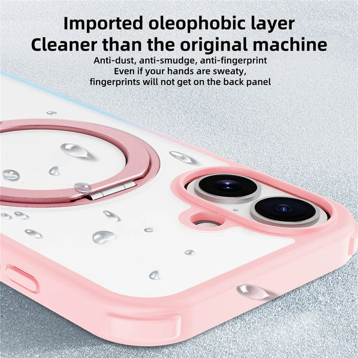 For iPhone 16 Plus Case Compatible with MagSafe Ring Kickstand TPU+PC Back Cover - Gradient Pink Blue - 5
