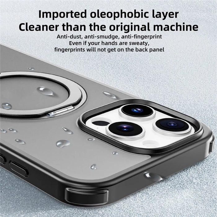 For iPhone 16 Pro Case Compatible with MagSafe Ring Kickstand TPU+PC Back Cover - Black - 5