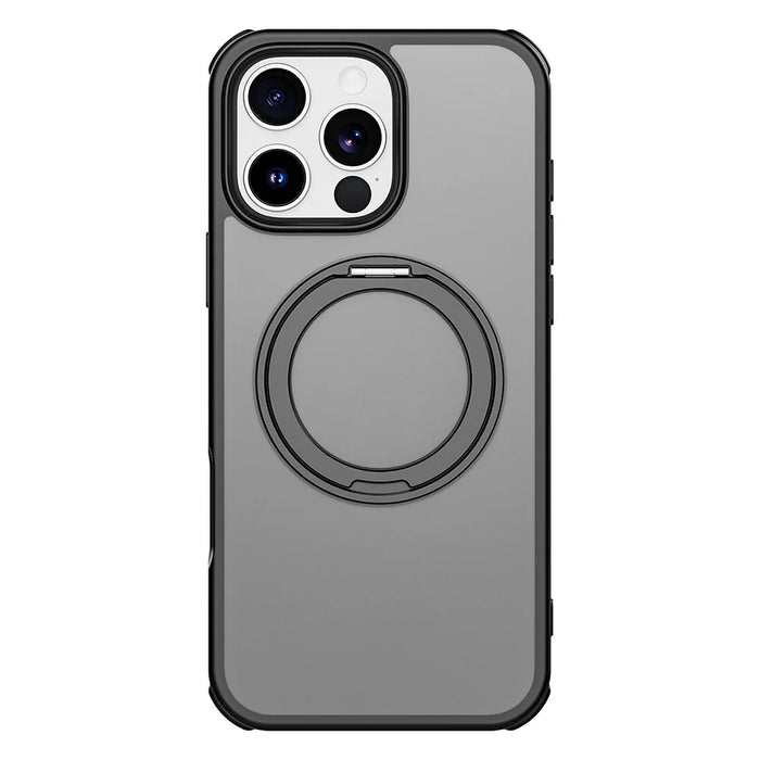 For iPhone 16 Pro Case Compatible with MagSafe Ring Kickstand TPU+PC Back Cover - Black - 7