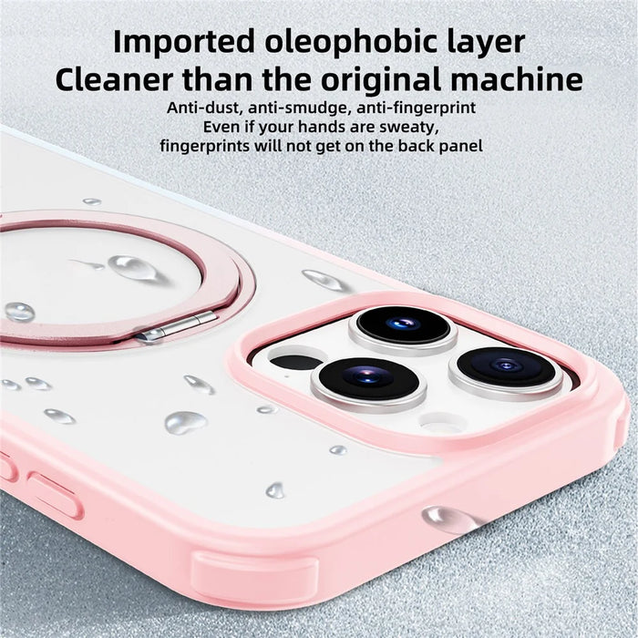 For iPhone 16 Pro Max Case Compatible with MagSafe Ring Kickstand TPU+PC Back Cover - Gradient Pink Blue - 5