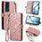 For TCL 50 5G PU Leather Stand Wallet Cover Geometry Imprinted Phone Case - Pink - 1