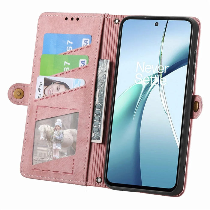 For TCL 50 5G PU Leather Stand Wallet Cover Geometry Imprinted Phone Case - Pink - 2