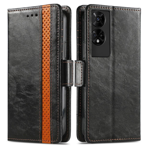 For TCL 50 5G Phone Cases CASENEO PU Leather Cover Stand with RFID Blocking Wallet - Black - 1