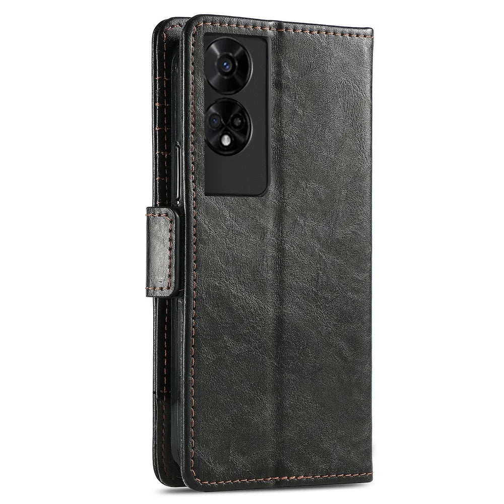For TCL 50 5G Phone Cases CASENEO PU Leather Cover Stand with RFID Blocking Wallet - Black - 7
