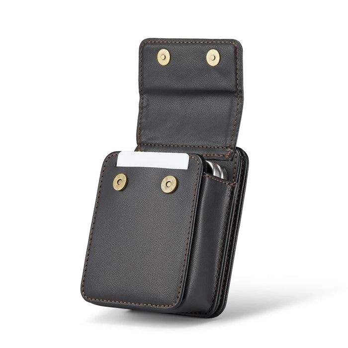 CASEME For Samsung Galaxy Z Flip7 FE 5G / Z Flip7 5G / Z Flip6 5G / Z Flip5 5G Leather Mobile Phone Bag RFID Blocking Wallet Pouch with Strap - Black - 3