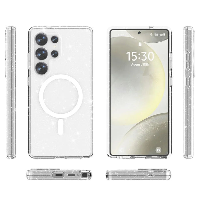 For Samsung Galaxy S25 Ultra Magnetic Case Shockproof TPU+PC Glitter Back Cover - 3