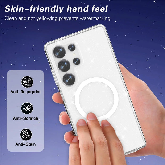 For Samsung Galaxy S25 Ultra Magnetic Case Shockproof TPU+PC Glitter Back Cover - 5