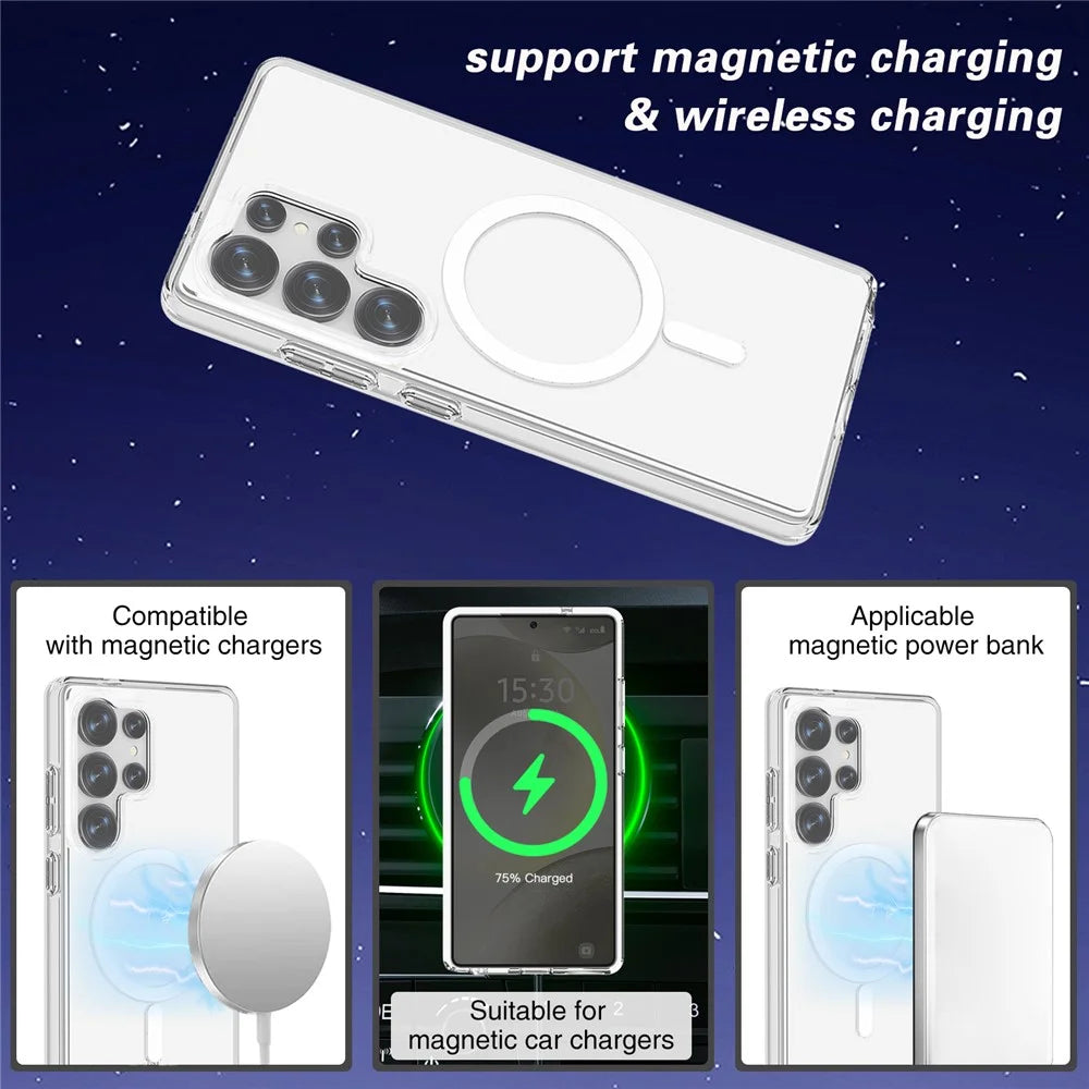 For Samsung Galaxy S25 Ultra Case Magnetic Case TPU+PC Clear Phone Back Cover - 6