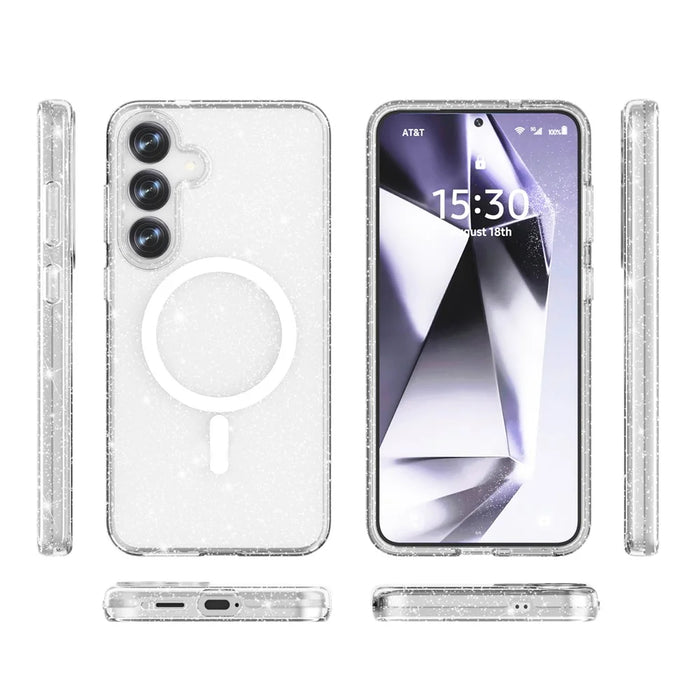 For Samsung Galaxy S25+ Magnetic Case Shockproof TPU+PC Glitter Back Cover - 3
