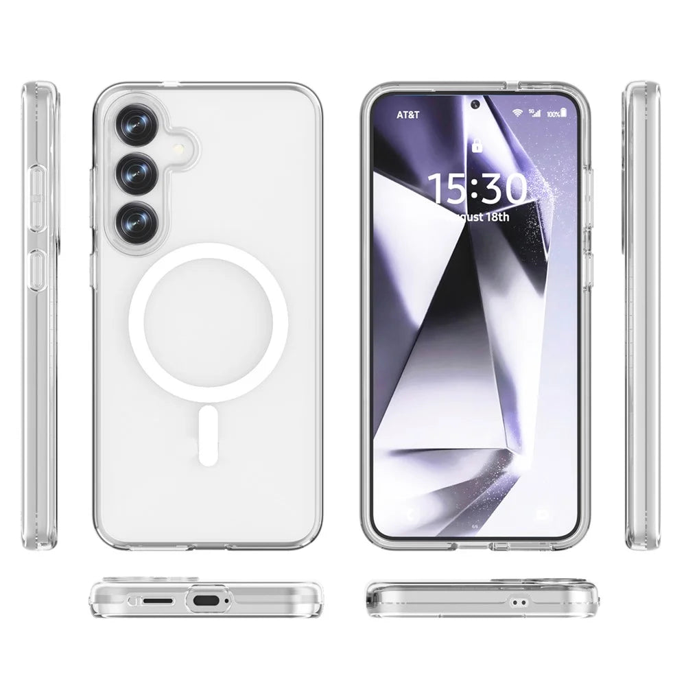 For Samsung Galaxy S25+ Clear Magnetic Case TPU+PC Phone Back Cover - 3