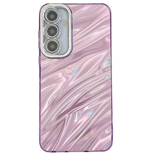 For Samsung Galaxy S25 Case IMD Design Shockproof PC+TPU Phone Cover with Glass Lens Film - Ripple Pattern / Purple - 1