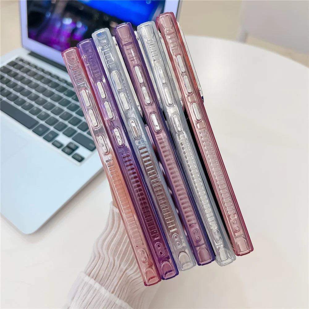 For Samsung Galaxy S25 Ultra Case IMD Design Shockproof PC+TPU Phone Cover with Glass Lens Film - Wrinkle Pattern / Silver - 6