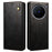For vivo X200 5G Case Crazy Horse Texture Waxy Leather Wallet Stand Phone Cover - Black - 1