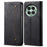For OnePlus 13 Case Jeans Cloth Texture Anti-Scratch Leather Stand Phone Cover - Black - 1