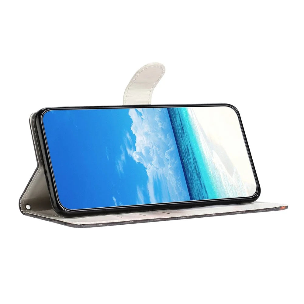 For Samsung Galaxy A36 5G Case PU Leather Wallet Phone Cover 3D Pattern Printing - Pink Blue Marble - 2