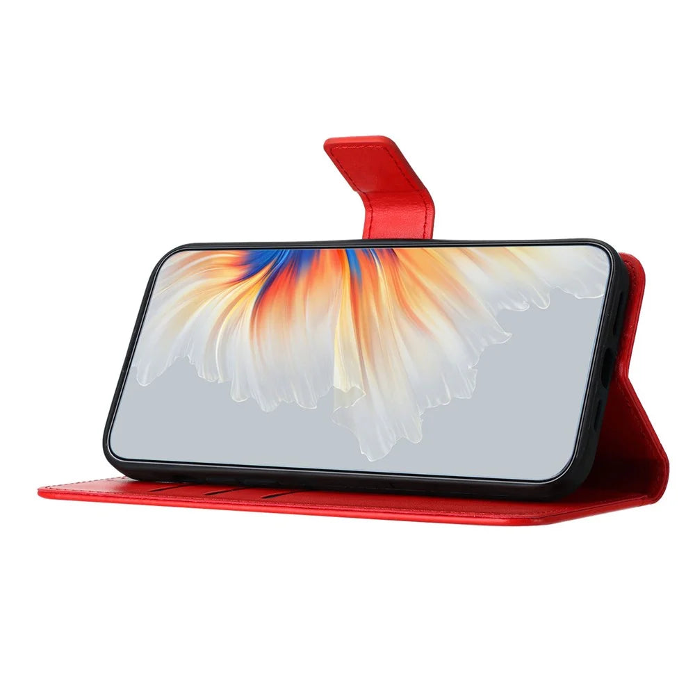For Samsung Galaxy A36 5G Leather Case with Card Slots Mandala Pattern Phone Cover Stand - Red - 3