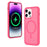 For iPhone 16 Pro Back Cover Skin Touch Frosted Translucent Magnetic Phone Case - Hot Pink - 1