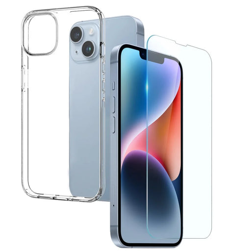 NORTHJO 2 in 1 TPU Phone Case for iPhone 14 Anti-Drop Ultra Clear Protective Cover with Tempered Glass Screen Protector - 1