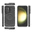 For Samsung Galaxy S25+ Magnetic Case PC Kickstand Ripple Texture TPU Phone Cover - Black - 6