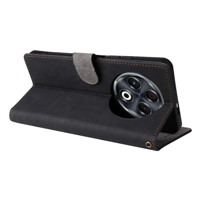 For TECNO Spark 30 4G KL6 Wallet Phone Case RFID Blocking PU Leather Flip Cover Stand View - Black - 4
