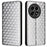 For OnePlus 13 Wallet Case Rhombus Imprinted Leather Phone Cover - Silver - 1