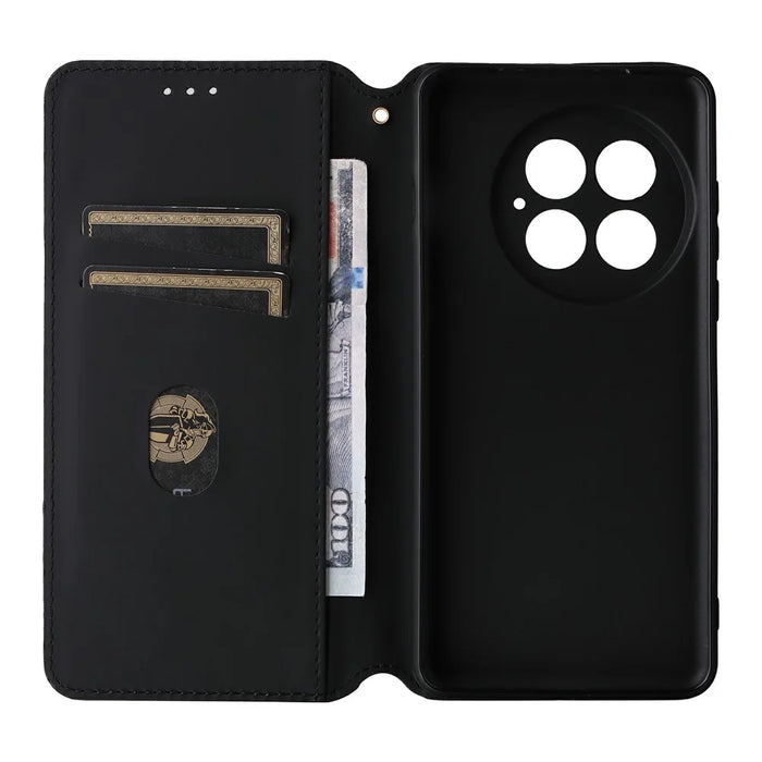 For OnePlus 13 Wallet Case Rhombus Imprinted Leather Phone Cover - Silver - 5