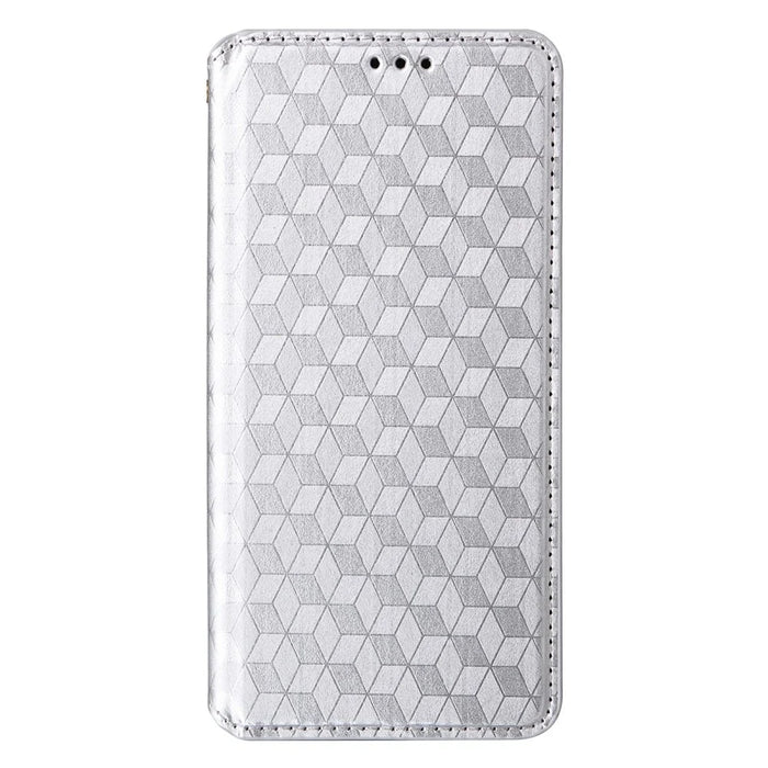 For OnePlus 13 Wallet Case Rhombus Imprinted Leather Phone Cover - Silver - 7