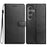 For Samsung Galaxy A36 5G Leather Case Wallet Stand Phone Cover with Handy Strap - Black - 1