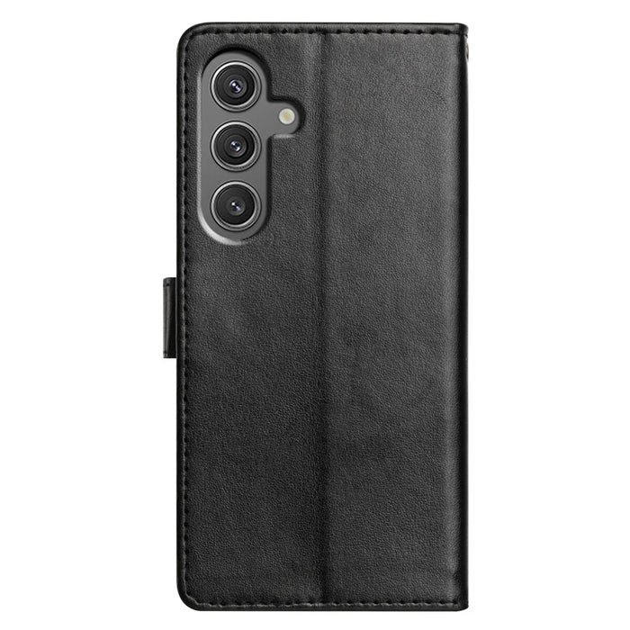 For Samsung Galaxy A36 5G Leather Case Wallet Stand Phone Cover with Handy Strap - Black - 6