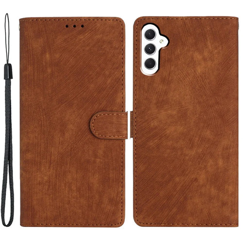 For Samsung Galaxy A36 5G Case with Card Clots Skin-Touch PU Leather Phone Cover Stand - Brown - 1
