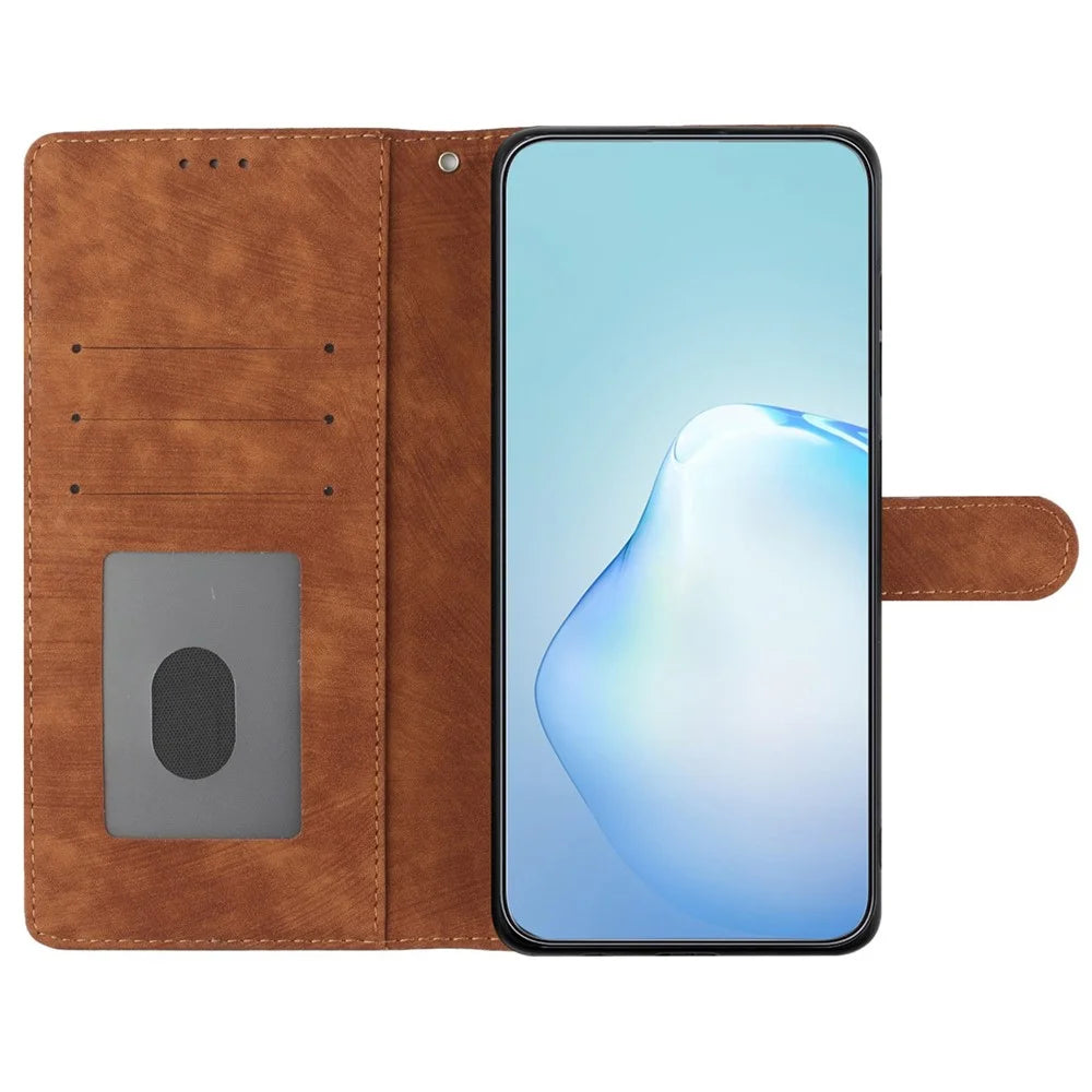 For Samsung Galaxy A36 5G Case with Card Clots Skin-Touch PU Leather Phone Cover Stand - Brown - 3