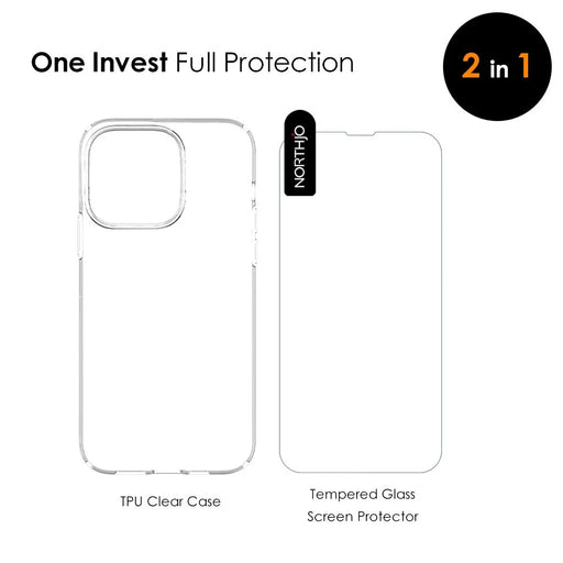 NORTHJO For iPhone 14 Pro Max Anti-Fall Shockproof Case 2 in 1 Ultra Clear TPU Phone Cover with Tempered Glass Screen Protector - 2
