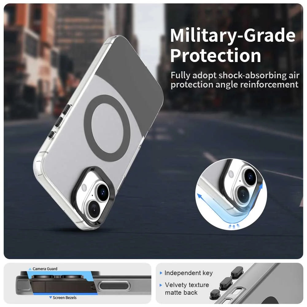 For iPhone 16 Case Compatible with MagSafe Color Splicing IMD TPU+PET+PC Mobile Cover - Black - 2