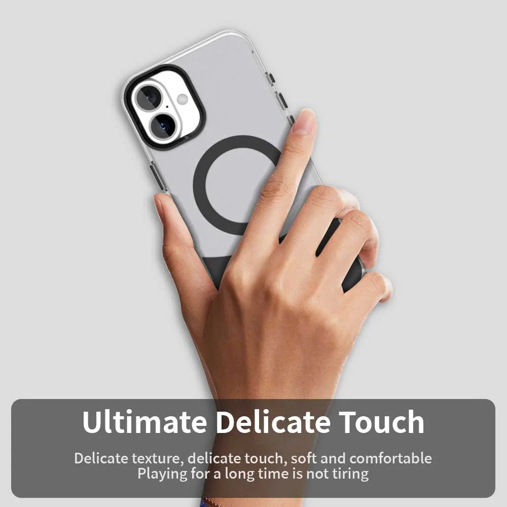 For iPhone 16 Case Compatible with MagSafe Color Splicing IMD TPU+PET+PC Mobile Cover - Black - 5