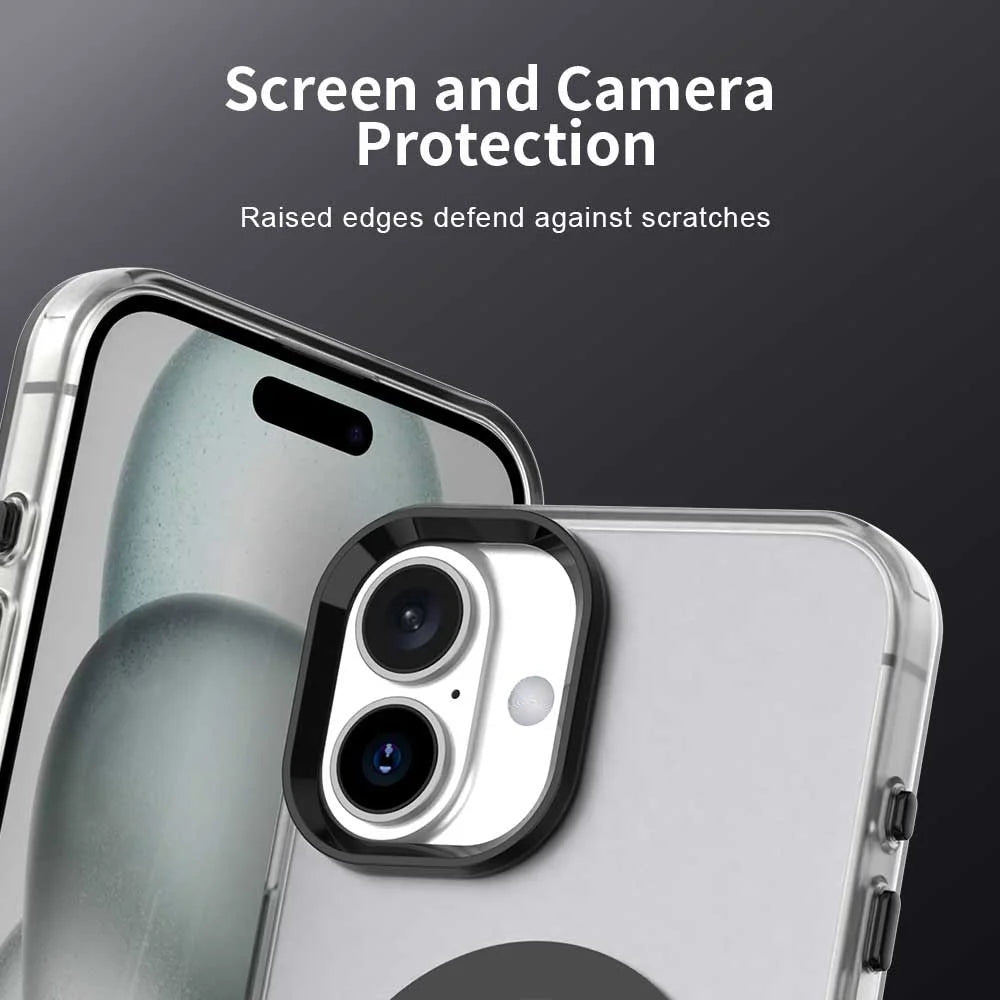 For iPhone 16 Case Compatible with MagSafe Color Splicing IMD TPU+PET+PC Mobile Cover - Black - 7