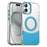 For iPhone 16 Plus Case Compatible with MagSafe Color Splicing IMD TPU+PET+PC Mobile Cover - Blue - 1