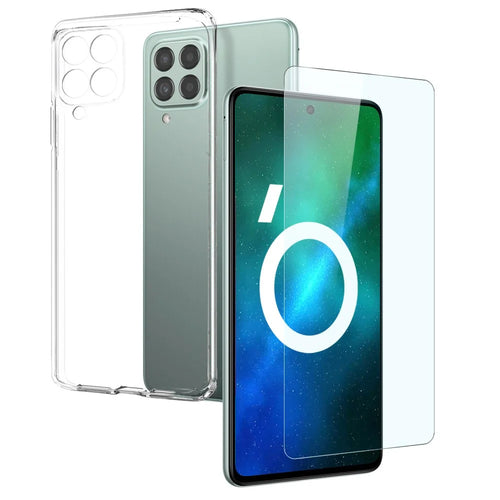 NORTHJO 2 in 1 TPU Phone Case + Tempered Glass Screen Protector for Samsung Galaxy M53 5G, Full Protection Anti-Drop Transparent Phone Cover - 1