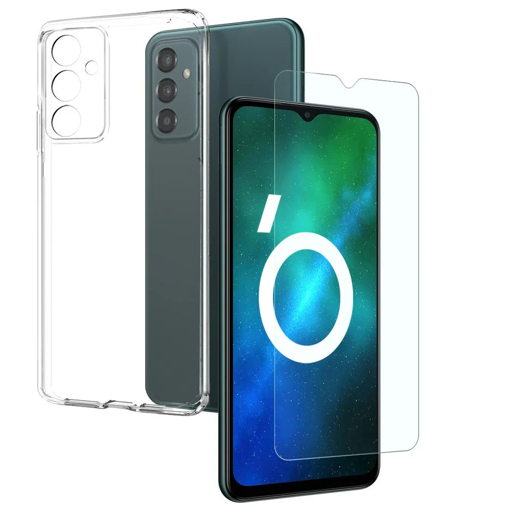NORTHJO For Samsung Galaxy F23 5G / M23 5G TPU Shockproof Case + Tempered Glass Screen Protector Full Protection Anti-Scratch 2 in 1 Transparent Phone Case with Screen Film - 1