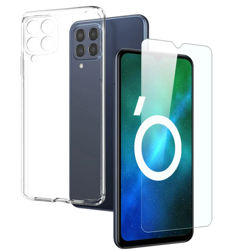 NORTHJO TPU Shockproof Case for Samsung Galaxy M33 5G (Global Version) 2 in 1 Transparent Anti-Drop Phone Case with Tempered Glass Screen Protector - 1