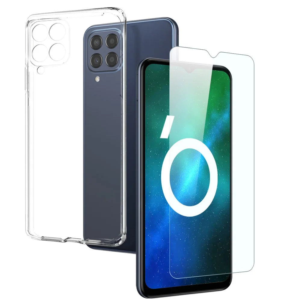 NORTHJO TPU Shockproof Case for Samsung Galaxy M33 5G (Global Version) 2 in 1 Transparent Anti-Drop Phone Case with Tempered Glass Screen Protector - 1