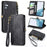 For Samsung Galaxy A36 5G Case Zipper Wallet Geometry Lines Leather Phone Cover - Black - 1